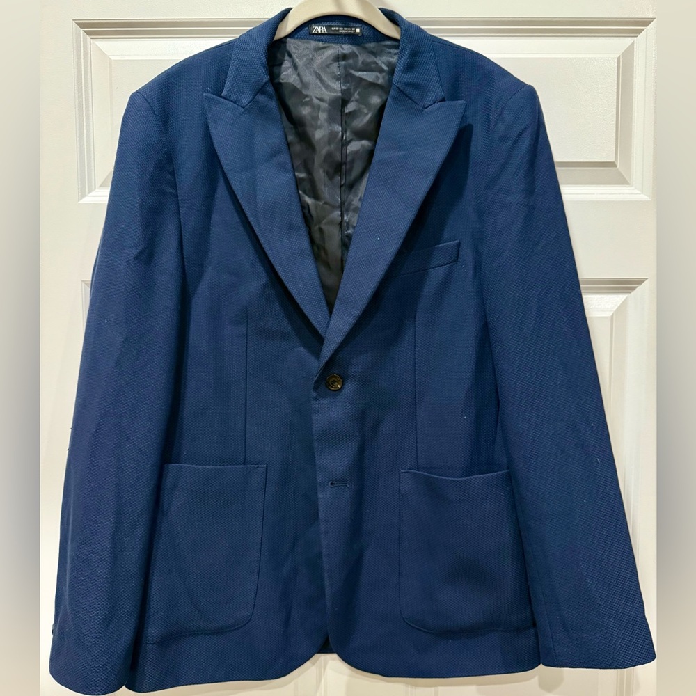 Zara Blue Sport Coat with Notched Lapels